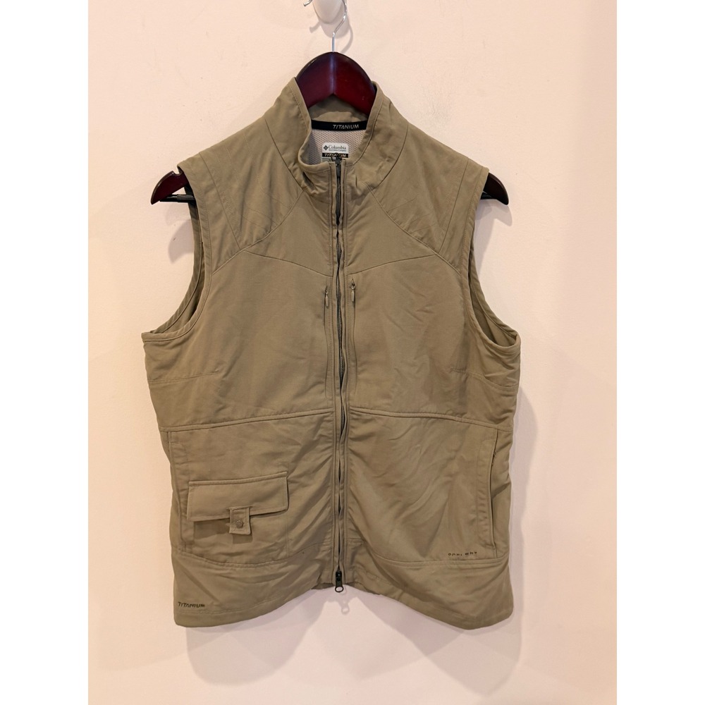 Columbia Titanium Women's L Tan Utility Fishing Hiking Vest TL1022 Pockets.